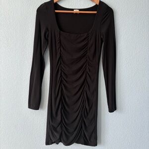 Aritzia Wilfred Lydia Ruched Mini Dress Black Cocktail Party Stretchy